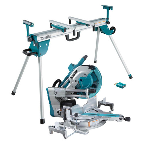 Makita 18Vx2 BRUSHLESS AWS 305mm (12”) Slide Compound Saw (DLS211ZU) & Mitre Saw Stand (AUAWST06) - Tool Only