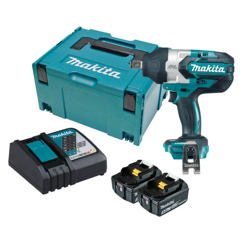 Makita 18V BRUSHLESS 3/4” Impact Wrench Kit - Includes 2 x 5.0Ah Batteries. Rapid Charger & Carry Case