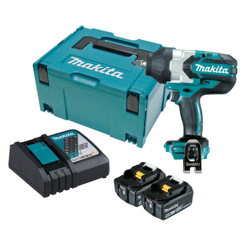 Makita 18V BRUSHLESS 1/2” Impact Wrench Kit - Includes 2 x 5.0Ah Batteries. Rapid Charger & Carry Case
