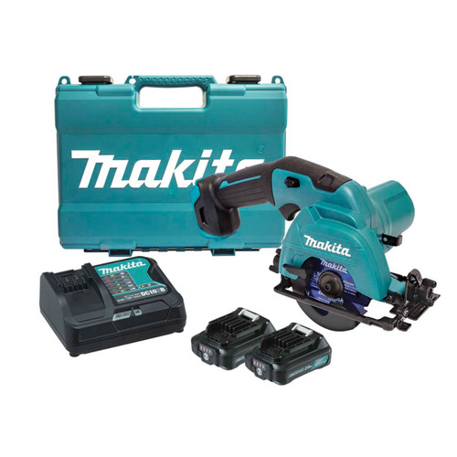 Makita 12V Max Circular Saw Kit - Includes 2 x 2.0Ah Batteries. Rapid Charger & Case