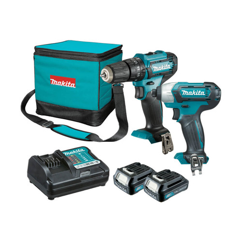 Makita 2 Piece Combo Kit - HP333DZ. TD110DZ. 2 x BL1021B. DC10SB. Bag (831274-0)