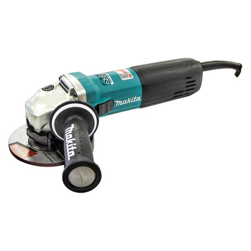 Makita 125mm (5”) Angle Grinder. 1400W. Constant Speed Control. soft start. current limiter. anti-restart. variable speed. SJSII. anti-vibration handle