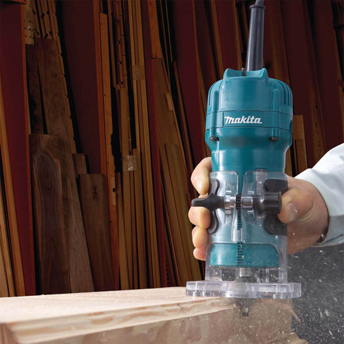 Makita 6.35mm (1/4”) Laminate Trimmer. 530W. Carry case