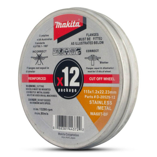 Makita Inox 115x1.2x22.23 Cutting Disc 12 Piece Tin