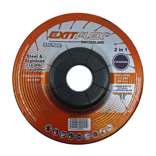 Exitflex 115x6.0x22.23mm 2in1 T27 Grinding Disc 25/box