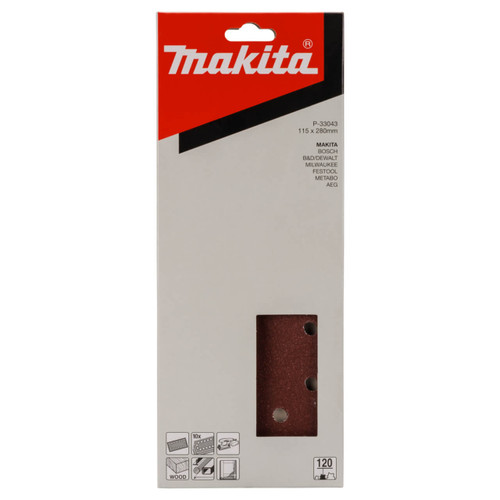Makita Sand Paper 120# / 1/2 Sheet Brown Punched - (10pk)