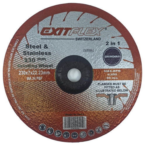 Exitflex 230x7.0x22.23mm 2in1 T27 Grinding Disc