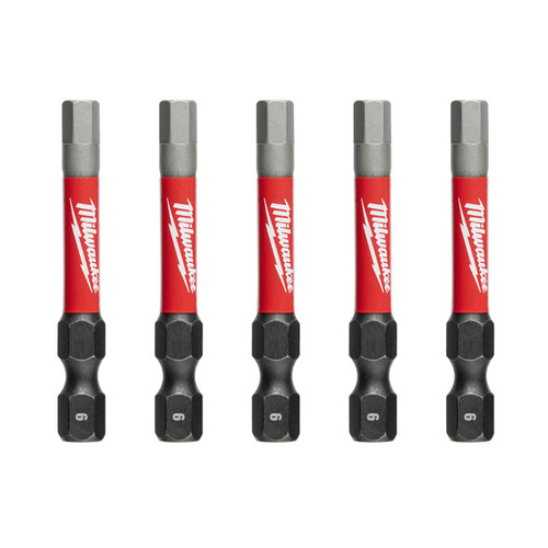 Milwaukee Shockwave Power Bit Hex 6mm 50mm (2”) Pkt 5
