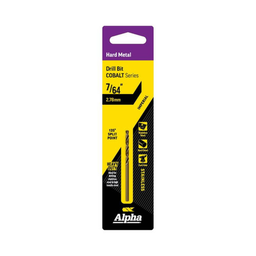 Alpha 7/64 Jobber Drill Bit Cobalt Series