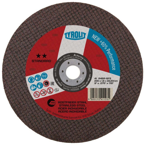 Tyrolit A46R 230x1.9x22 Inox Standard Cutting Disc
