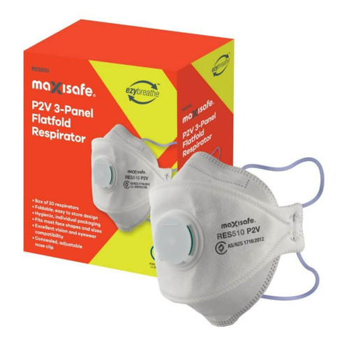 Maxisafe P2V Valved Panel Flat Fold Respirator 20/box