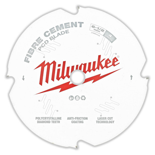 Milwaukee 165mm (6-1/2") 4T Fibre Cement Circular Saw Blade PCD