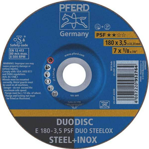 Pferd E A24P PSF 180x3.5x22 Cut/Grind Disc