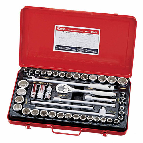 Genius 1/2 Dr 8-32mm & 3/8-1-1/4 C/V Hand Socket Set Metric & Imperial 43pce