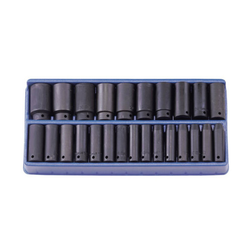 Genius 8-32m 1/2 Dr C/V Deep Impact Socket Set Metric 24pce