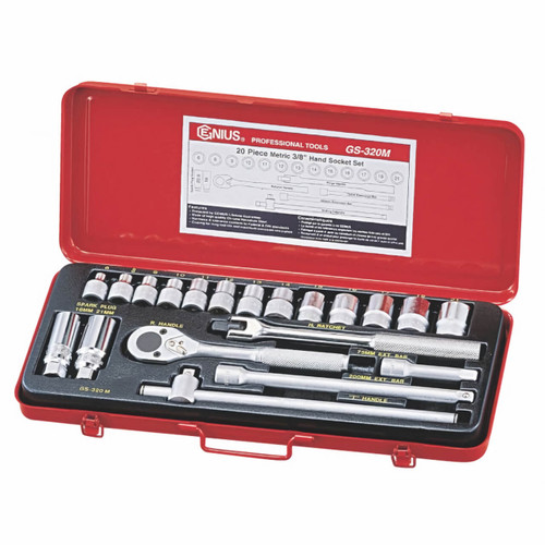 Genius 3/8 Dr 6-21mm C/V Hand Socket Set Metric 20pce