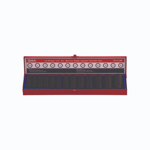 Genius 10-30mm 1/2 Dr C/V Deep Impact Socket Set Metric 13pce
