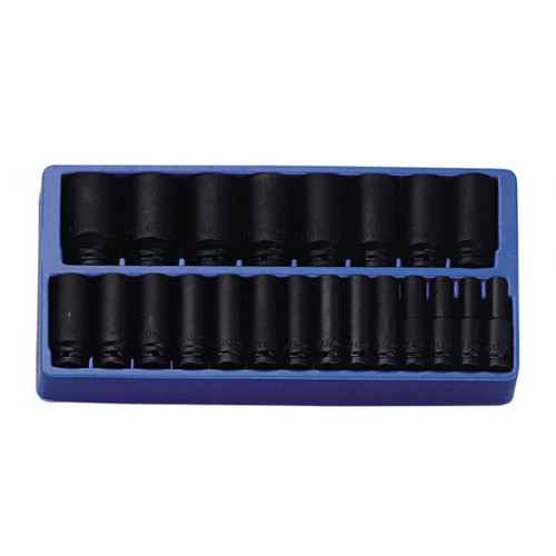 Genius 1/2 Dr 5/16-1-1/2 C/M Deep Impact Socket Set Imperial 22pce