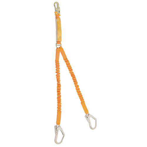 Beaver B-Safe Shock Absorbing Lanyard Elasti Twin 2M-1.5M Stel Snp Hook & Scaff Hooks 50KG-140KG