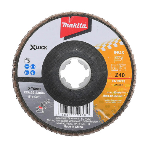 Makita 40 Grit XLOCK 125mm Zirconica Angle Flap Disc
