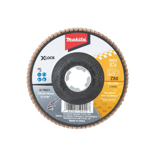 Makita 80 Grit XLOCK 125mm Zirconica Angle Flap Disc