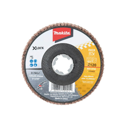 Makita 120 Grit XLOCK 125mm Zirconica Angle Flap Disc