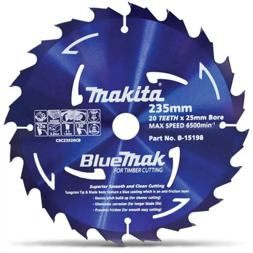 Makita BlueMak 235 x 20mm 20T TCT Wood Circular Saw Blade 20pk