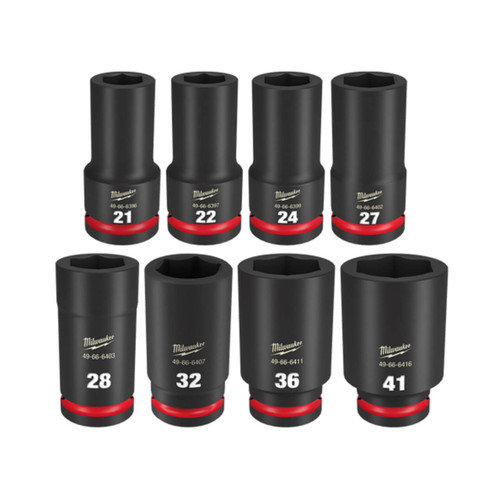 Milwaukee Shockwave 21-41mm 3/4 Dr 6pt Deep Impact Socket Set Metric 8pce