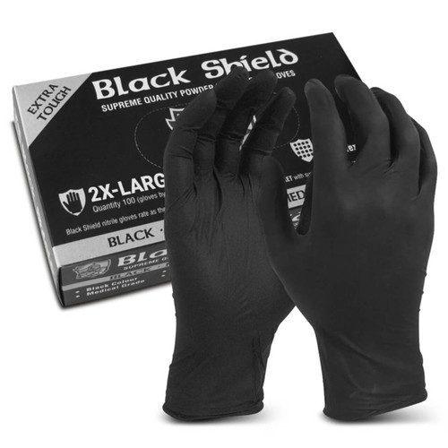 'Black Shield' Heavy Duty Nitrile. Unpowdered 2XL 90/box