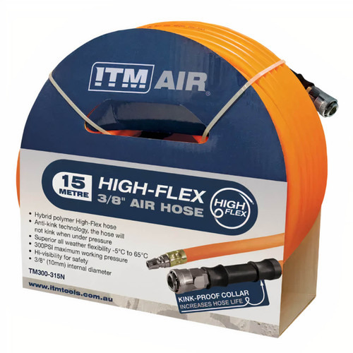 ITM Air Hose 10mm X 15m Hybrid Polymer Air Hose With Nitto Style Fittings