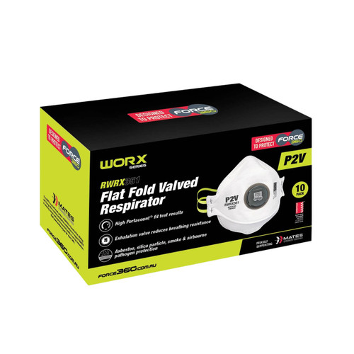 Force360 P2V Flat Fold Valved Respirator 10/box