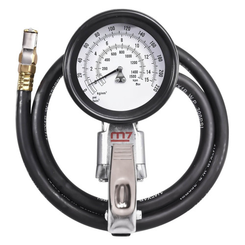 M7 Truck Tyre Inflator 100mm Round Gauge Max 220 Psi 100 Cm Hose