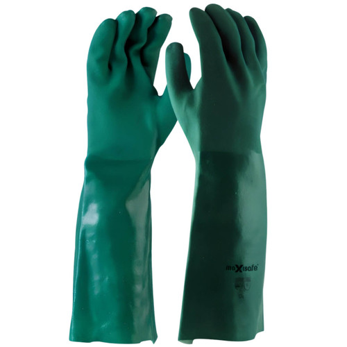 Maxisafe Green Double Dipped Pvc Gauntlet 45cm