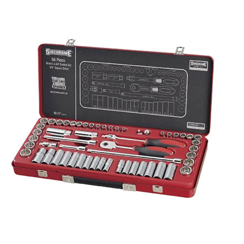 Sidchrome Socket Set 3/8 Drive Metric/AF 56 Pieces