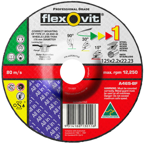 Flexovit A46S-BF 125x2.2x22 All In One Grinding Disc