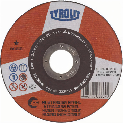 Tyrolit A60Q 115x1x22 Inox Basic Cutting Disc