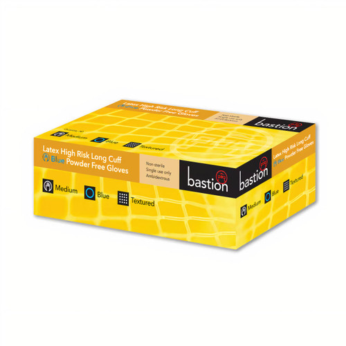 Bastion Nitrile ProTouch Blue Powder Free Disposable Gloves 100/box M