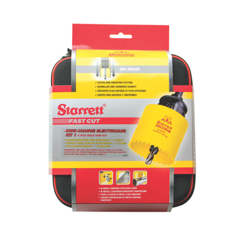 Starrett Bi-Metal Fast Cut 6 Pc Electricians Kit inc Kwik Change Arbors