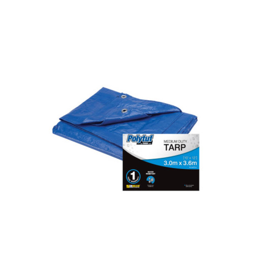 Polytuf 3.0m x 3.6m Meduim Duty Blue Tarp