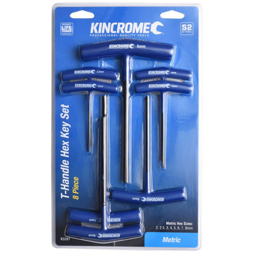 Kincrome T-Handle Hex Key Set 8pce Metric