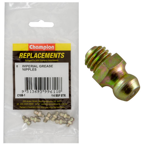 Champion 1/4” BSF Str Grease Nipple