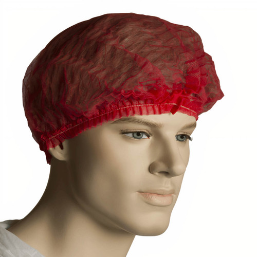 Polypropylene Crimped Beret (Hair Net) 21” Red 100pk