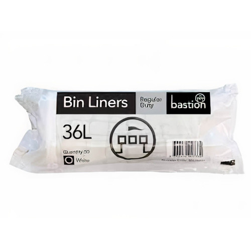 Bastion 36 Litre Regular Duty Bin Liners White Carton/1000 (20 Rolls Of 50)