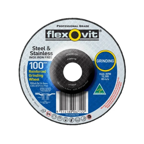 Flexovit A30S 100x6.0x16 Inox Iron Free Grinding Disc