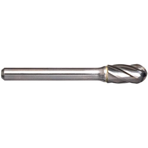 Alpha 5/8x1 Cylindrical Ball Nose Carbide Burr 1/4 Shank Aluminium Cut