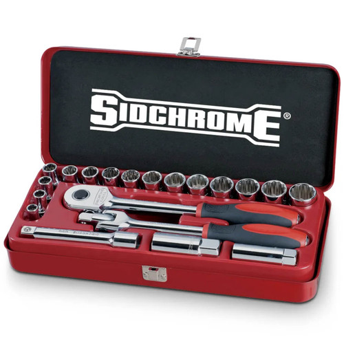 Sidchrome 8-22mm 1/2 Dr Socket Set Metric 20pce