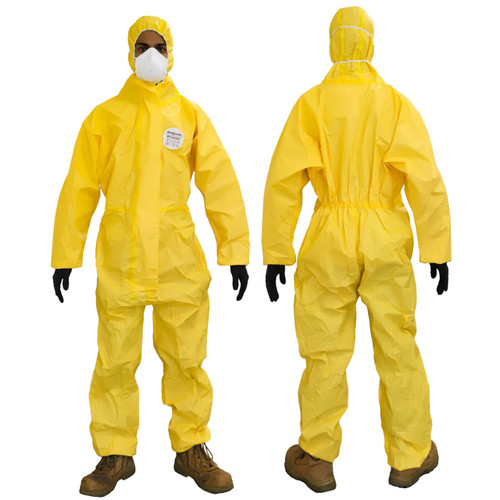 Maxisafe Chembarrier Type 3/4/5/6 Laminated Disposable Coverall Yellow L