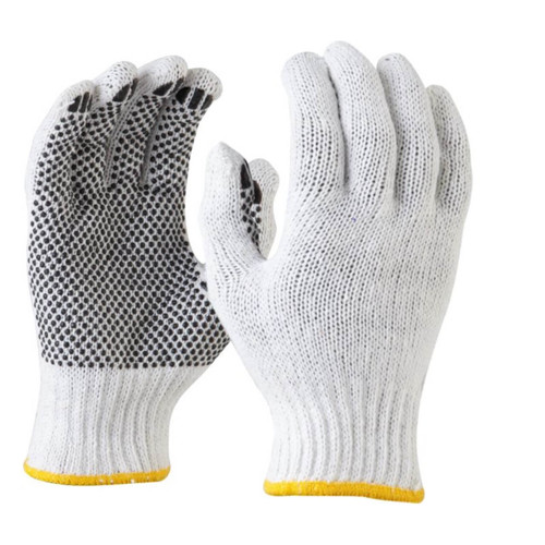 Maxisafe Bleached Knitted Poly Cotton Polka Dot Glove L