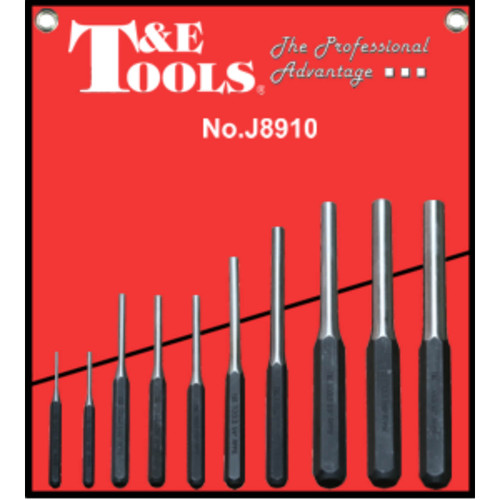 T&E Tools SAE 3/32-1/2 Roll-Pin Punch Set 10pce