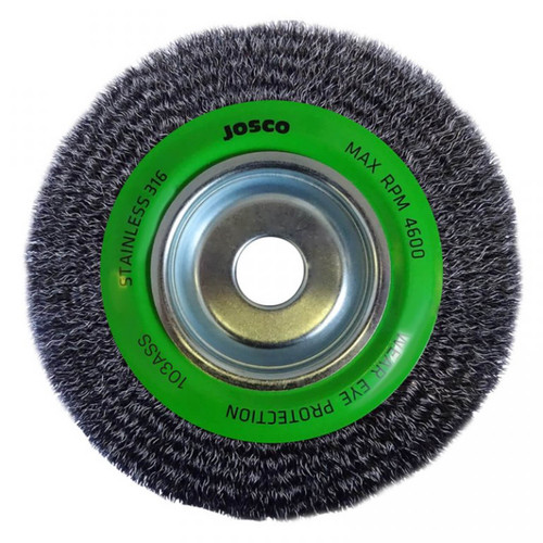 Josco 200x19mm Stainless Steel Multi-Bore Crimped Wheel Brush